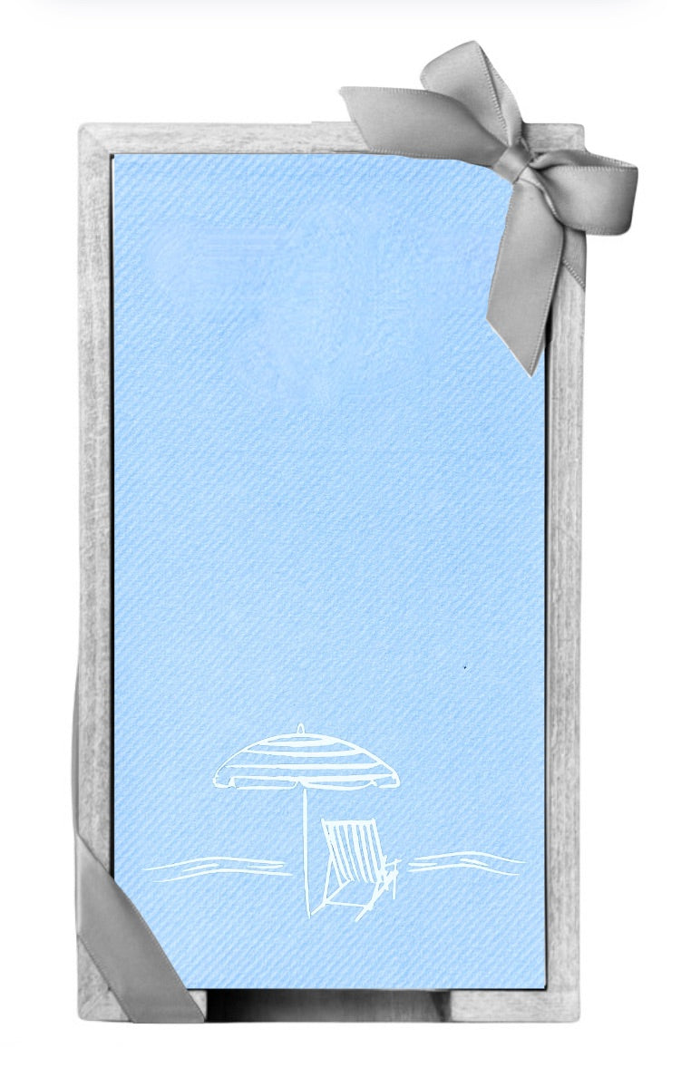 Beach Scene Smoked Oak Tray with Guest Towels
