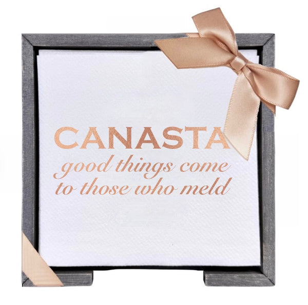 Canasta Smoked Oak Cocktail Napkin Hostess Set