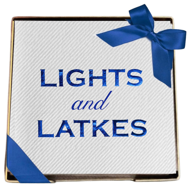 Lights and Latkes Brass Plated Cocktail Napkin Hostess Set