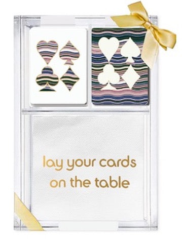 Lay Your Cards on the Table Acrylic Game Time Gift Set--white and dusty rose cards
