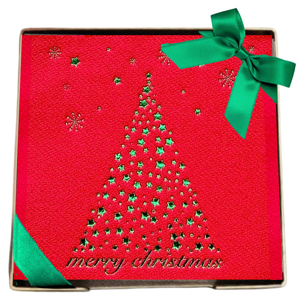 Merry Xmas Tree Brass Plated Cocktail Napkin Hostess Set