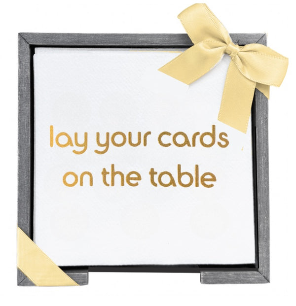 Lay Your Cards On The Table Smoked Oak Cocktail Napkin Hostess Set