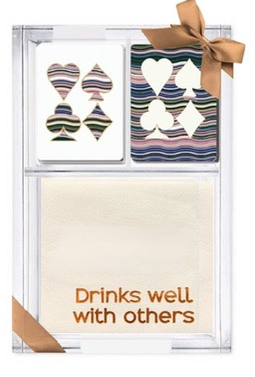Drinks Well With Others Acrylic Game Time Gift Set--white and dusty rose