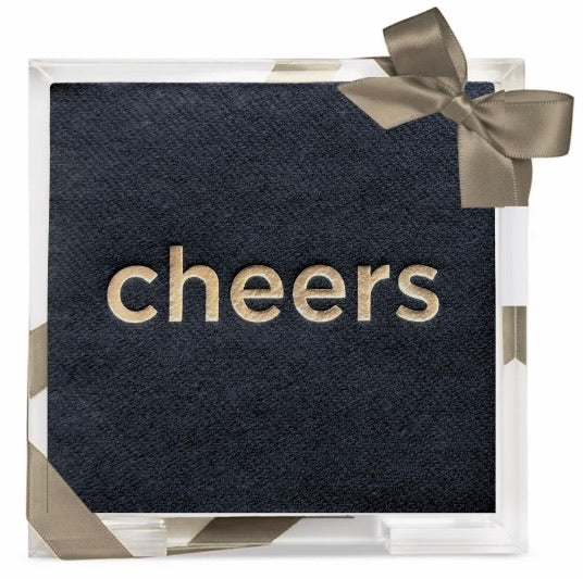 Cheers Black with Champagne Acrylic Hostess Set