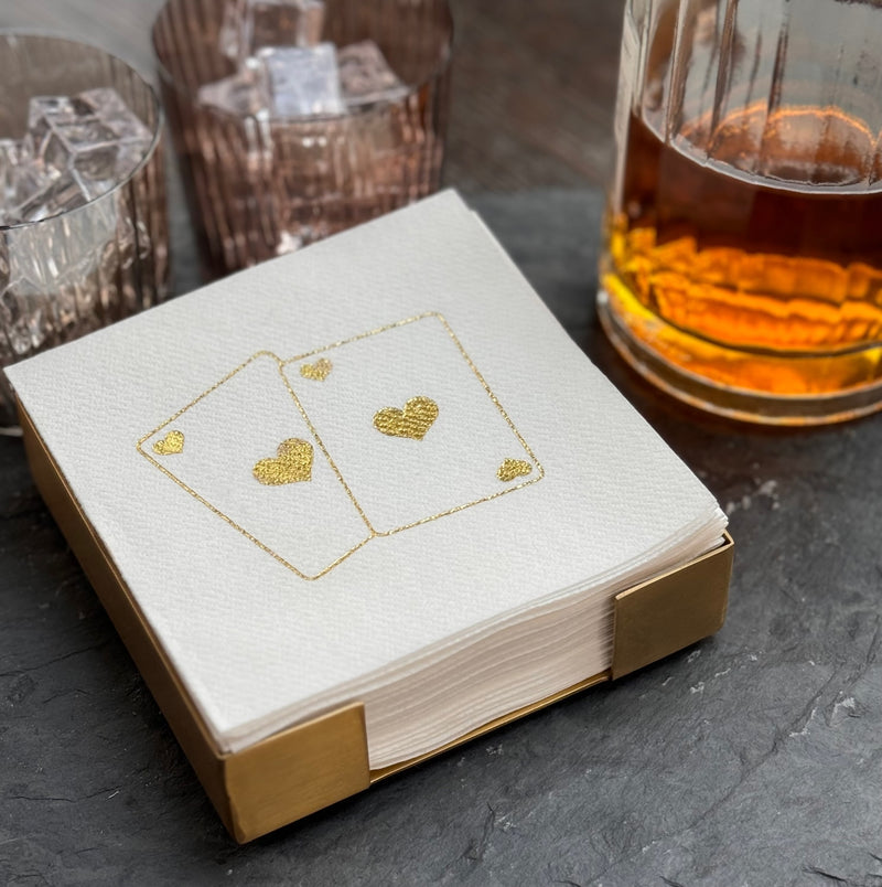 Card Lovers Brass Plated Cocktail Napkin Hostess Set