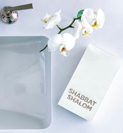 Shabbat Shalom Guest Towel:  Champagne
