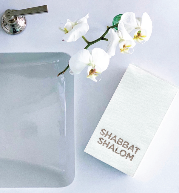 Shabbat Shalom Guest Towel:  Champagne