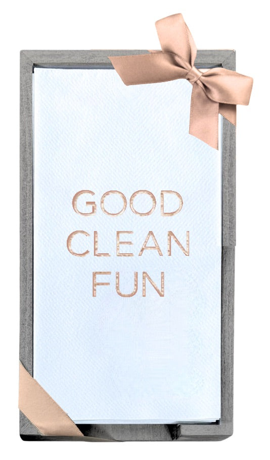 Good Clean Fun Smoked Oak Tray with Guest Towels