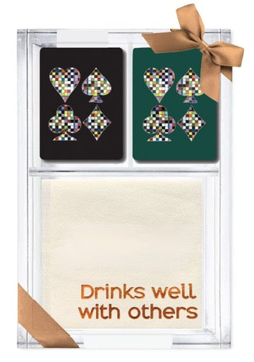 Drinks Well With Others Acrylic Game Time Gift Set--green and black cards