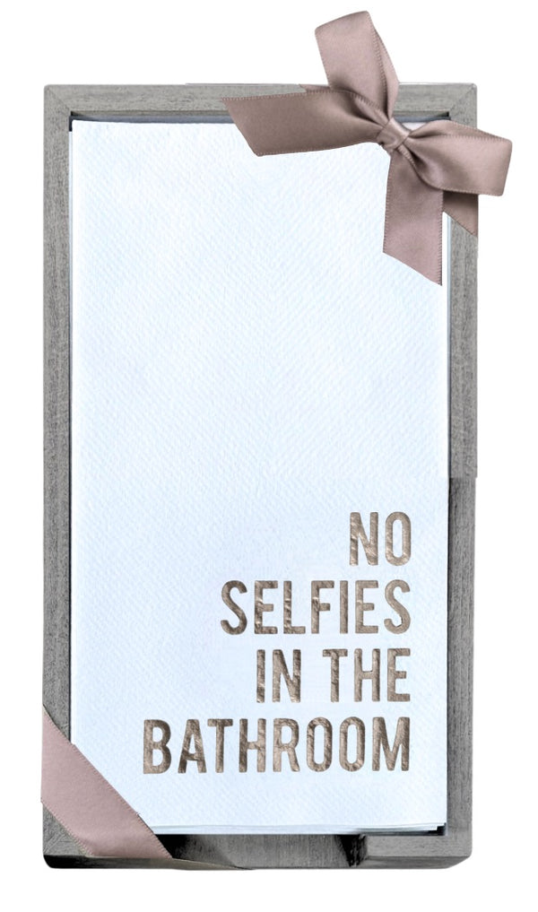 No Selfies Smoked Oak Tray with Guest Towels