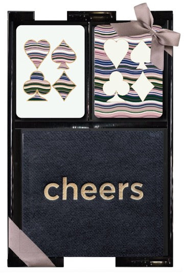 Cheers Lacquer Game Time Gift Set--white and dusty rose cards