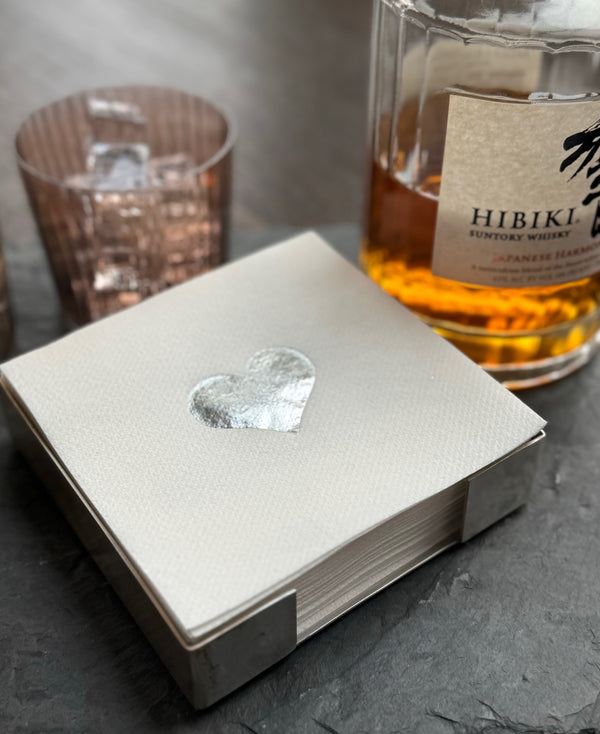 Silver Heart Silver Plated Cocktail Napkin Hostess Set