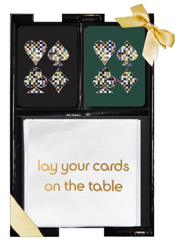 Lay Your Cards on the Table Lacquer Game Time Gift Set--black and green cards