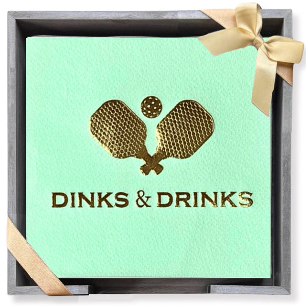 Pickleball Smoked Oak Cocktail Napkin Hostess Set