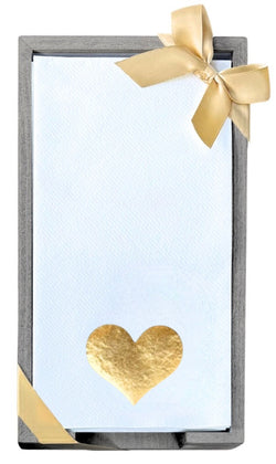 Gold Heart Smoked Oak Tray with Guest Towels