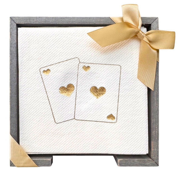 Card Lovers Smoked Oak Cocktail Napkin Hostess Set