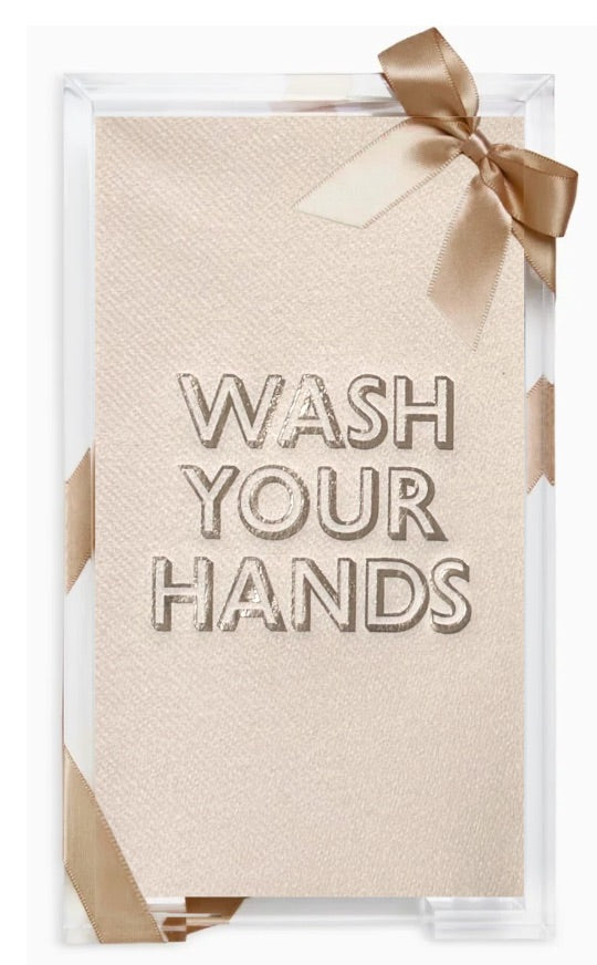 Wash Your Hands (pebble) Guest Towel Hostess Set