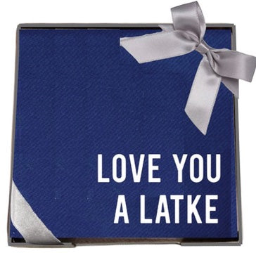 Love You a Latke Brass Plated Cocktail Napkin Hostess Set