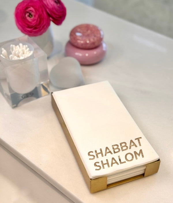 Brass Plated Shabbat Shalom Hostess Set