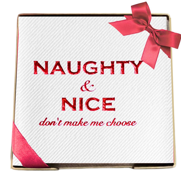 Naughty and Nice Brass Plated Cocktail Napkin Hostess Set
