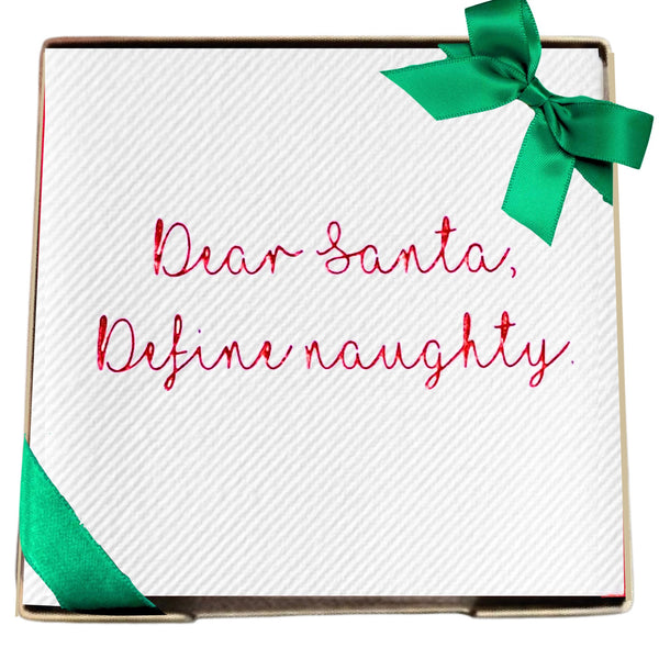Dear Santa Brass Plated Cocktail Napkin Hostess Set