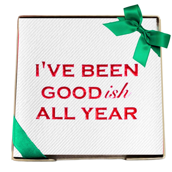 I've Been Goodish All Year Brass Plated Cocktail Napkin Hostess Set