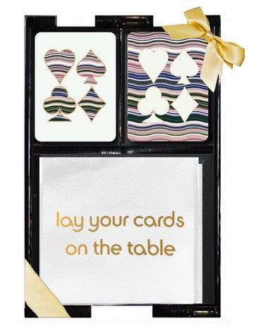 Lay Your Cards on the Table Lacquer Game Time Gift Set--white and dusty rose cards