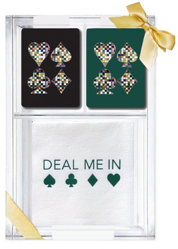 Deal Me In Acrylic Game Time Gift Set--green and black cards