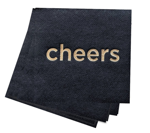 Cheers Black with Champagne Cocktail Napkins