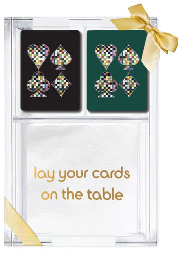Lay Your Cards on the Table Acrylic Game Time Gift Set--green and black rose cards