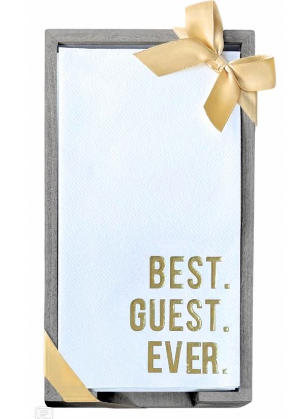 Best. Guest. Ever. Smoked Oak Tray with Guest Towels