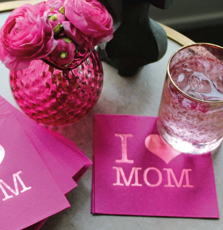 I love Mom Metallic Cocktail Napkins