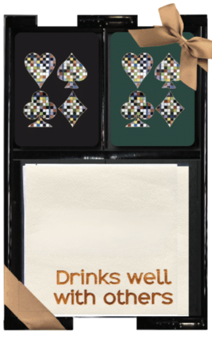 Drinks Well With Others Lacquer Game Time Gift Set--green and black cards